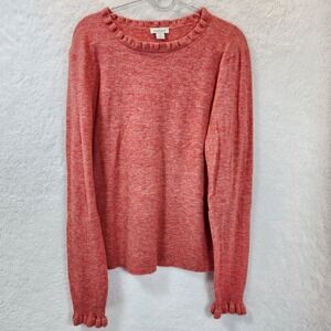 Sundance Womens‎ Sweater Medium Red Ruffle Retro Preppy Coquette Romantic Soft
